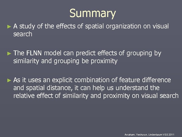 Summary ►A study of the effects of spatial organization on visual search ► The
