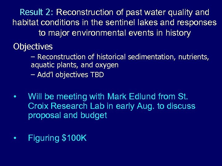 Result 2: Reconstruction of past water quality and habitat conditions in the sentinel lakes