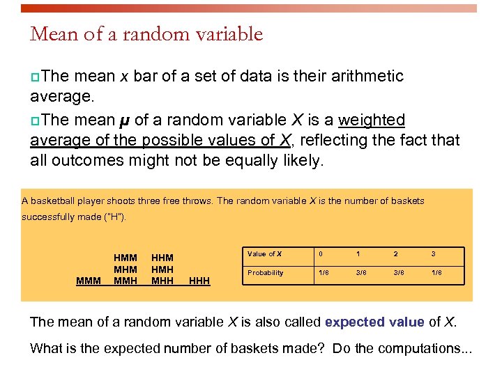 Mean of a random variable p. The mean x bar of a set of