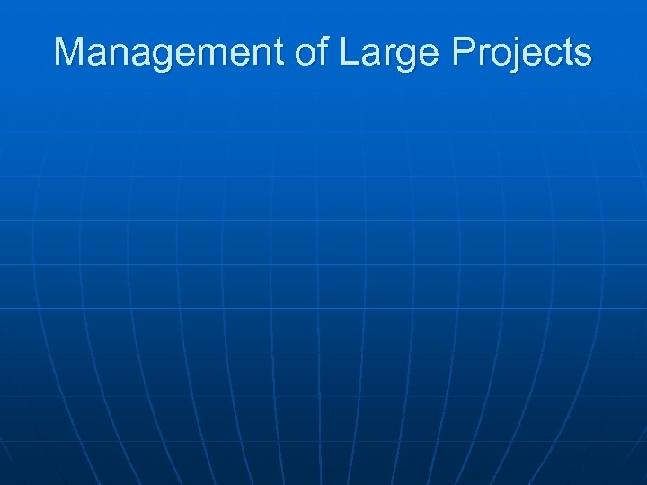 Management of Large Projects 