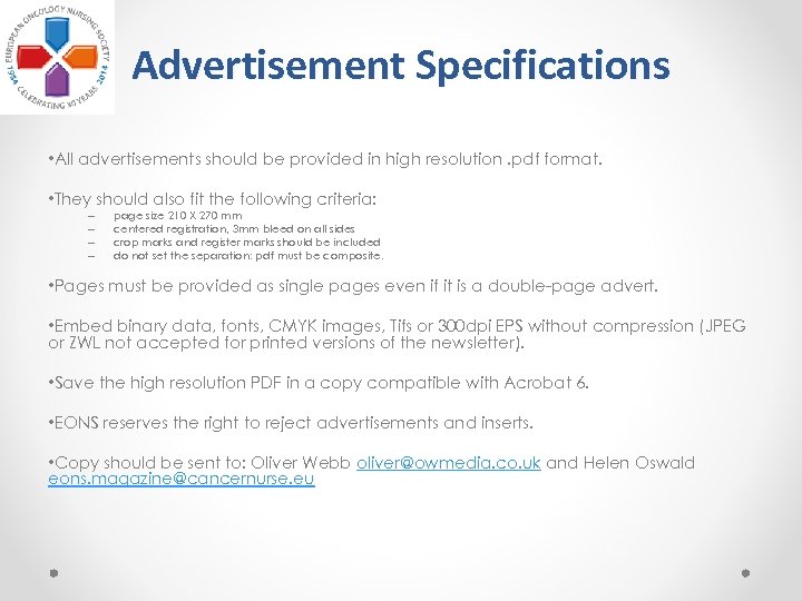 Advertisement Specifications • All advertisements should be provided in high resolution. pdf format. •