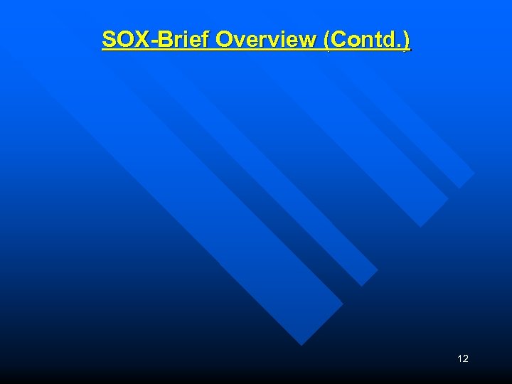 SOX-Brief Overview (Contd. ) 12 