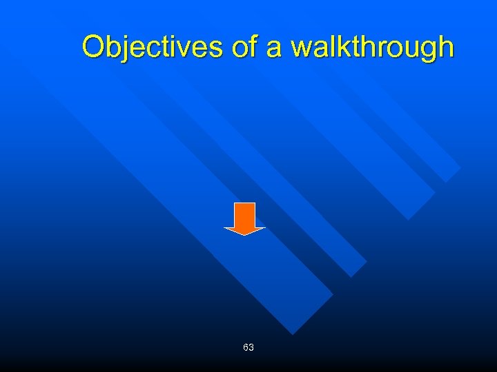Objectives of a walkthrough 63 