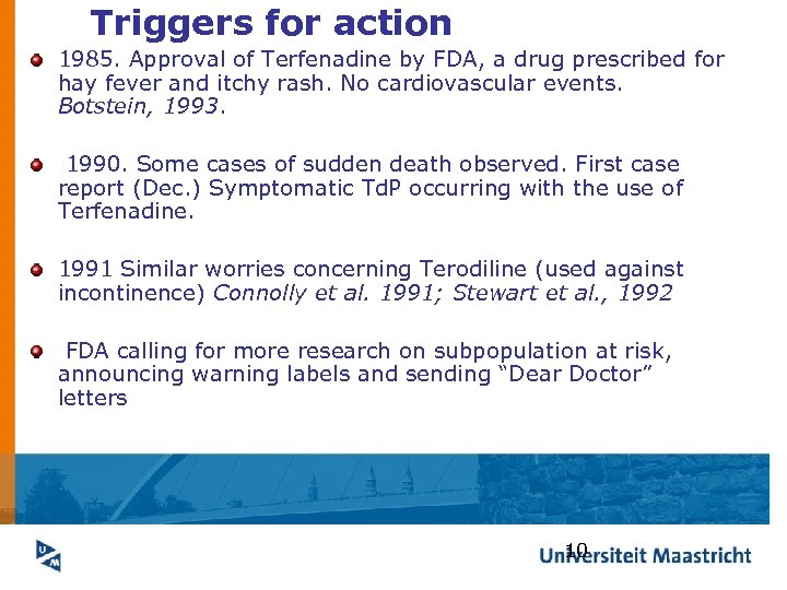 Triggers for action 1985. Approval of Terfenadine by FDA, a drug prescribed for hay