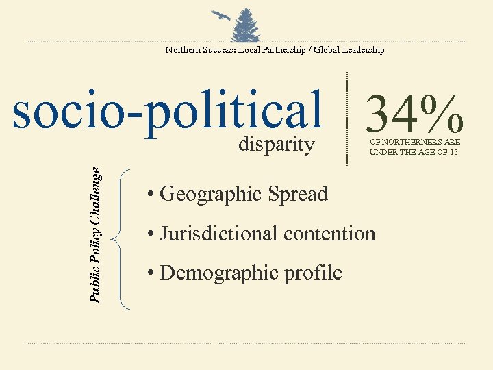 Northern Success: Local Partnership / Global Leadership socio-political 34% Public Policy Challenge disparity OF