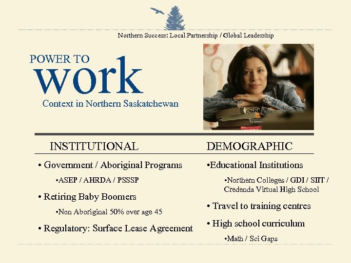 Northern Success: Local Partnership / Global Leadership work POWER TO Context in Northern Saskatchewan