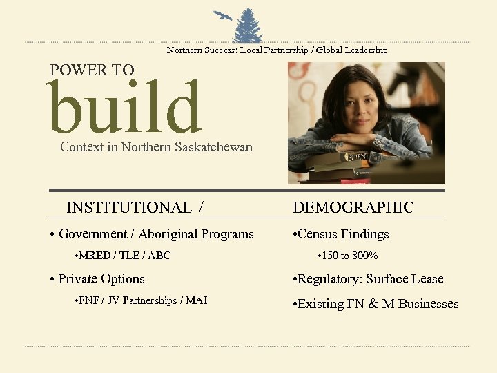 Northern Success: Local Partnership / Global Leadership POWER TO build Context in Northern Saskatchewan