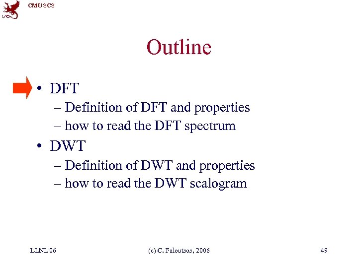 CMU SCS Outline • DFT – Definition of DFT and properties – how to