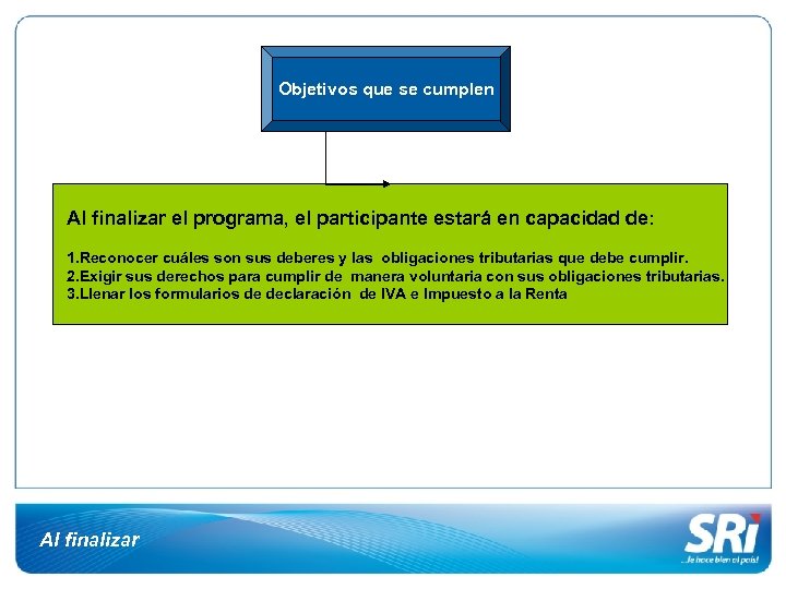 Objetivos que se cumplen Al finalizar el programa, el participante estará en capacidad de: