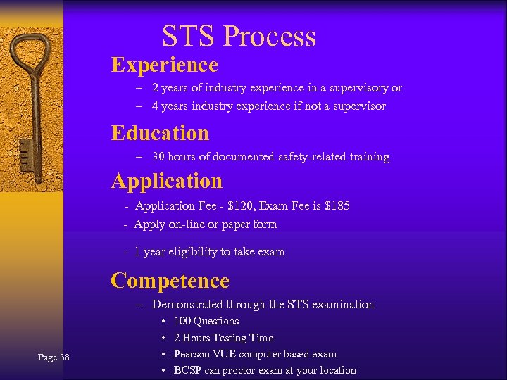 STS Process Experience – 2 years of industry experience in a supervisory or –