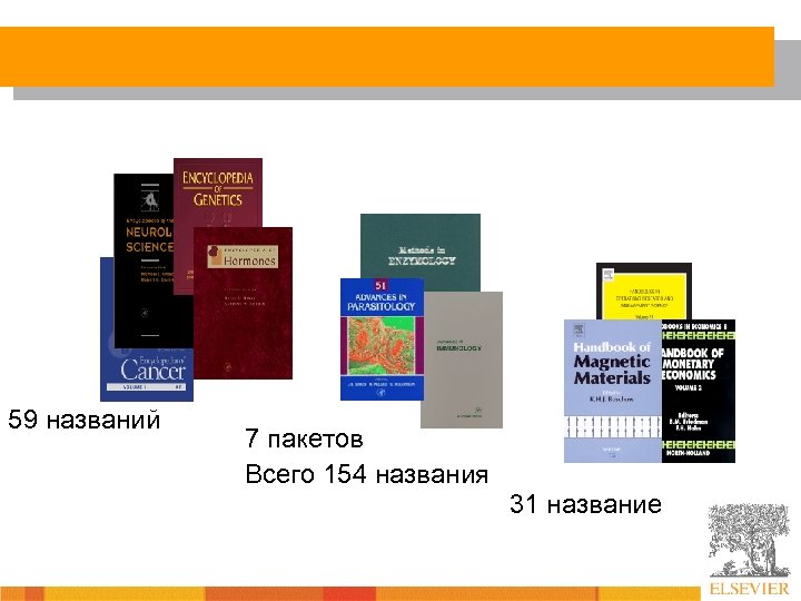 59 названий 7 пакетов Всего 154 названия 31 название 