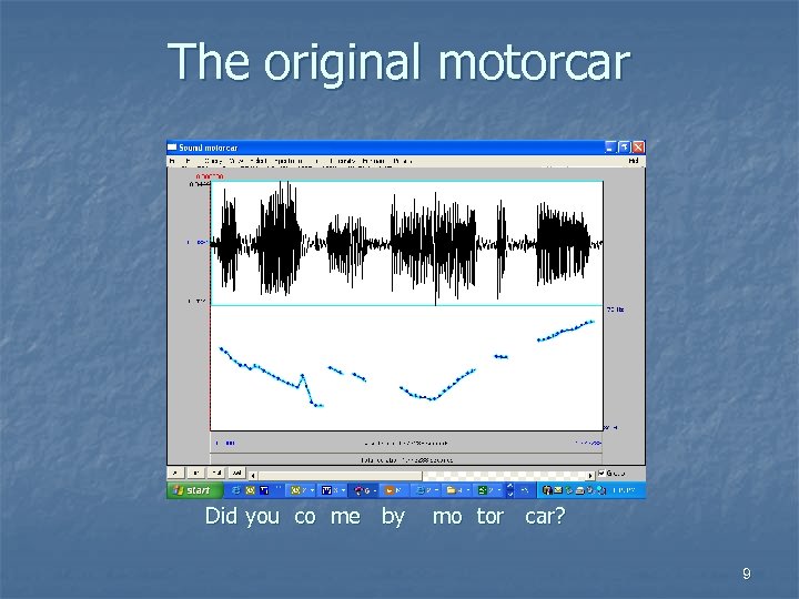 The original motorcar Did you co me by mo tor car? 9 