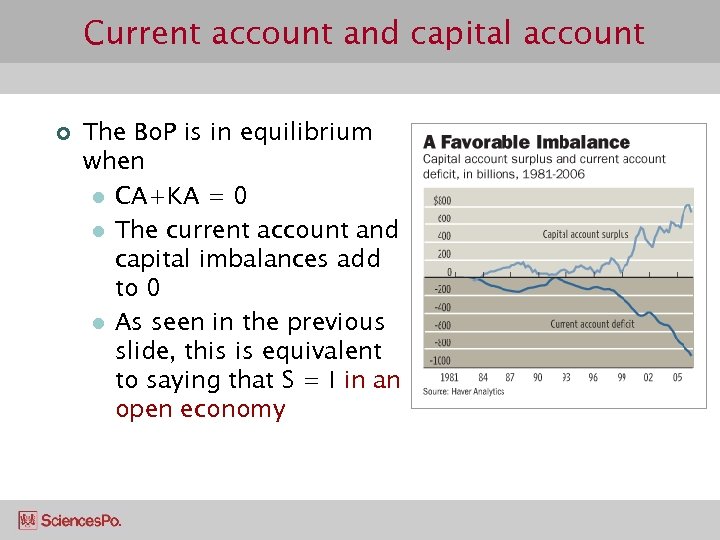 Current account and capital account ¢ The Bo. P is in equilibrium when l