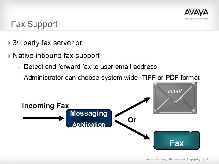 Fax Support 43 rd party fax server or 4 Native inbound fax support –