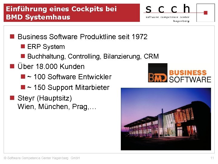 Einführung eines Cockpits bei BMD Systemhaus n Business Software Produktline seit 1972 n ERP