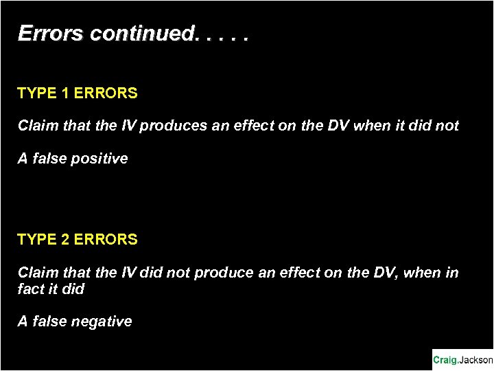 Errors continued. . . TYPE 1 ERRORS Claim that the IV produces an effect