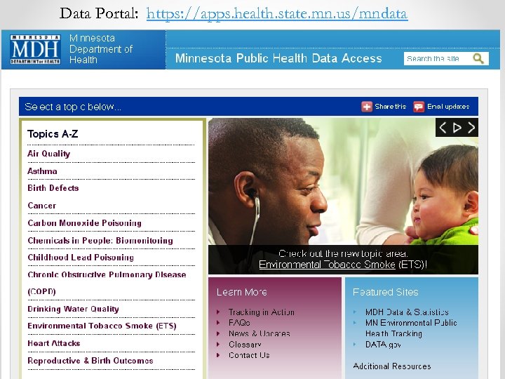 Data Portal: https: //apps. health. state. mn. us/mndata 