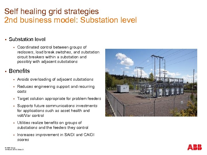 Self healing grid strategies 2 nd business model: Substation level § § Coordinated control