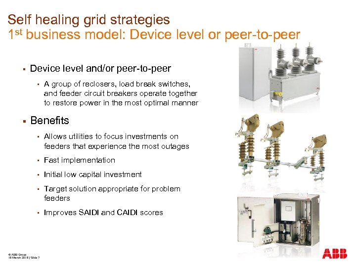 Self healing grid strategies 1 st business model: Device level or peer-to-peer § Device