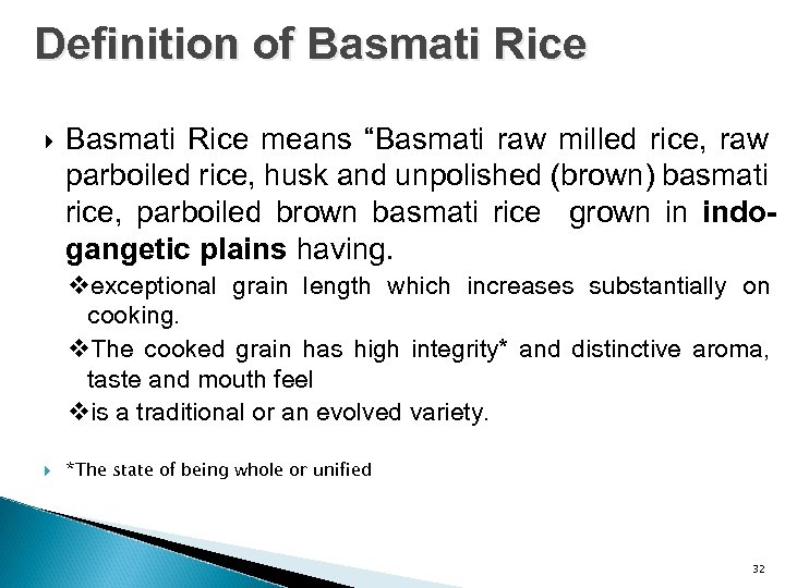 Definition of Basmati Rice means “Basmati raw milled rice, raw parboiled rice, husk and