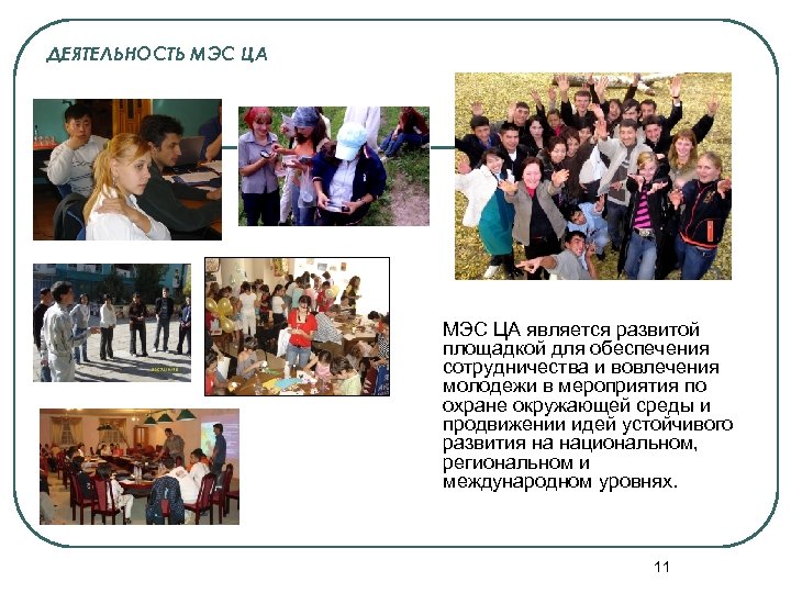 ДЕЯТЕЛЬНОСТЬ МЭС ЦА является развитой площадкой для обеспечения сотрудничества и вовлечения молодежи в мероприятия