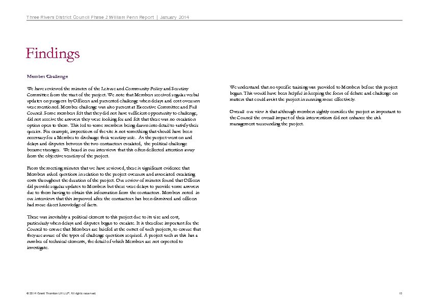 Three Rivers District Council Phase 2 William Penn Report | January 2014 Findings Member