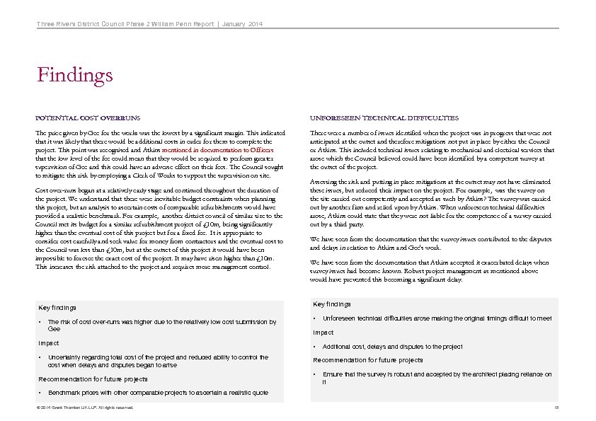 Three Rivers District Council Phase 2 William Penn Report | January 2014 Findings POTENTIAL