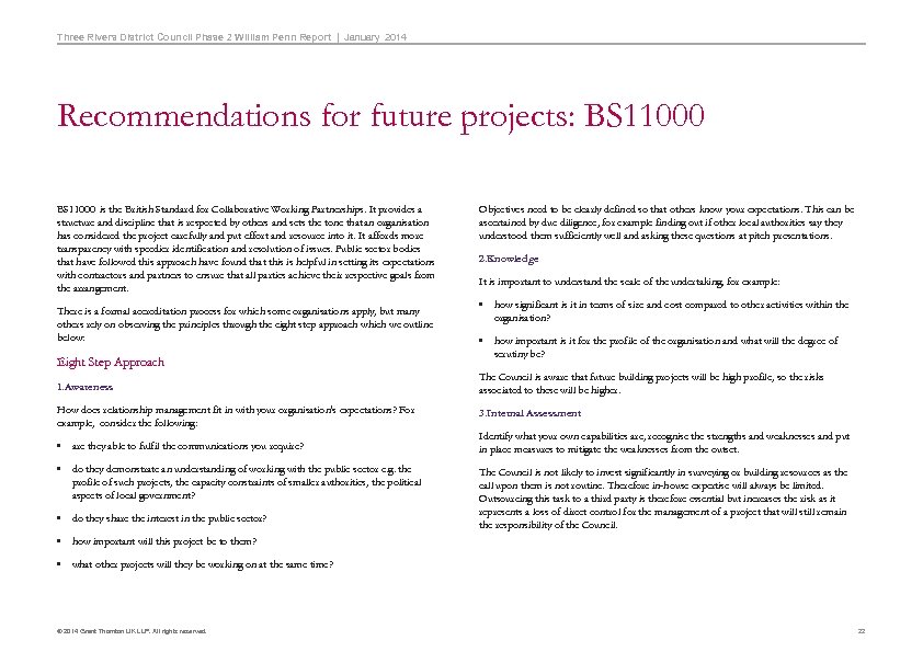 Three Rivers District Council Phase 2 William Penn Report | January 2014 Recommendations for