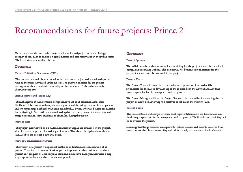 Three Rivers District Council Phase 2 William Penn Report | January 2014 Recommendations for