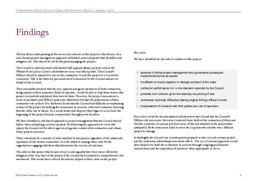 Three Rivers District Council Phase 2 William Penn Report | January 2014 Findings The