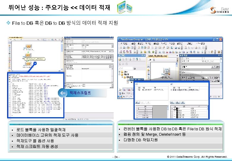 뛰어난 성능 : 주요기능 << 데이터 적재 v File to DB 혹은 DB to