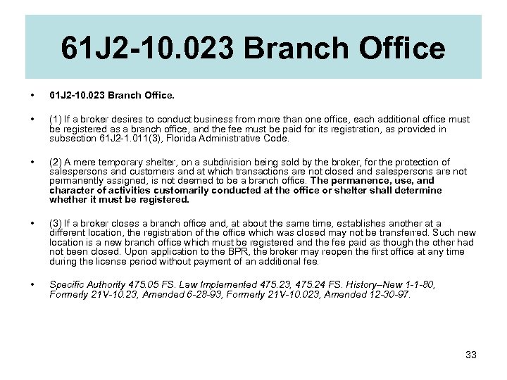 61 J 2 -10. 023 Branch Office • 61 J 2 -10. 023 Branch