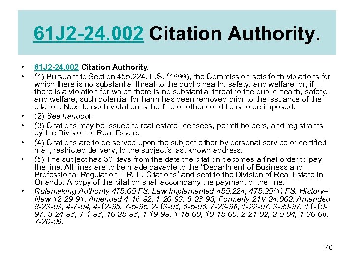 61 J 2 -24. 002 Citation Authority. • • 61 J 2 -24. 002