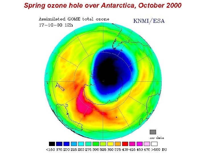 Spring ozone hole over Antarctica, October 2000 