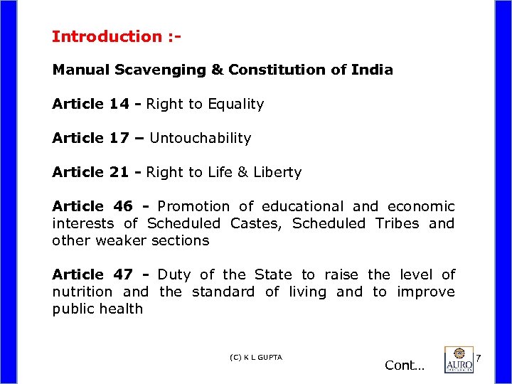 Introduction : Manual Scavenging & Constitution of India Article 14 - Right to Equality