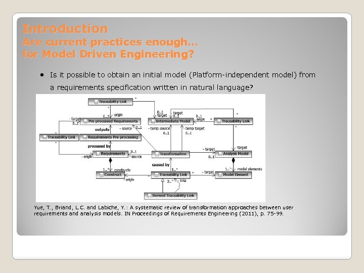 Introduction Are current practices enough… for Model Driven Engineering? Is it possible to obtain
