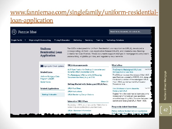 Nations Direct Mortgage www. fanniemae. com/singlefamily/uniform-residentialloan-application 42 