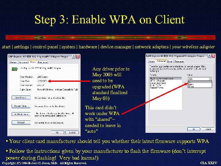 Step 3: Enable WPA on Client start | settings | control panel | system