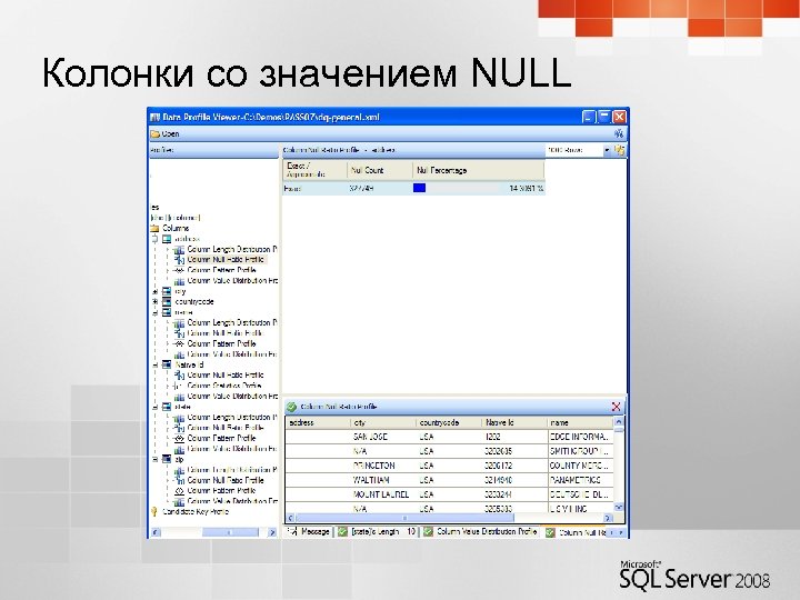 Колонки со значением NULL 