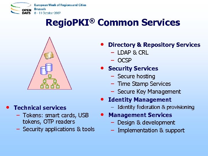 Regio. PKI® Common Services • • Technical services – Tokens: smart cards, USB tokens,