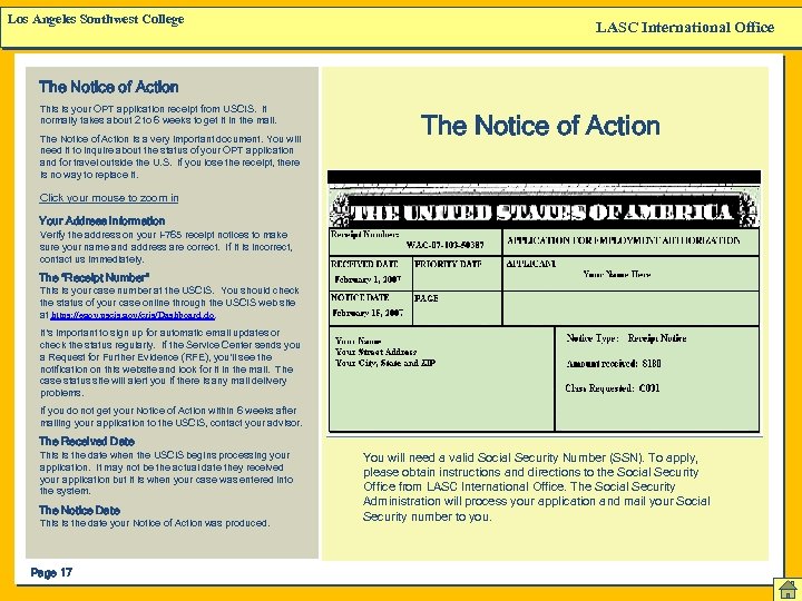 Los Angeles Southwest College LASC International Office The Notice of Action This is your