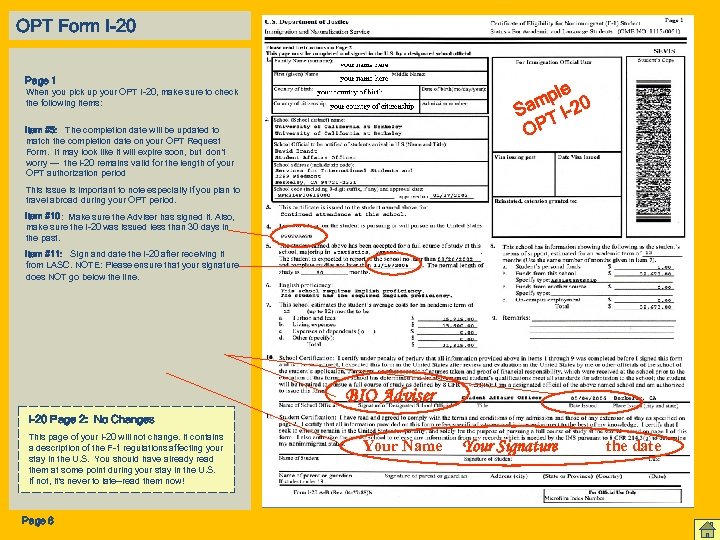 OPT Form I-20 Page 1 le mp 20 Sa T IOP When you pick