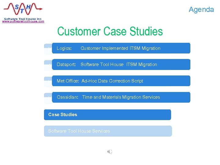 Agenda www. softwaretoolhouse. com Customer Case Studies Logica: Meta-Update in Customer Implemented ITSM Migration