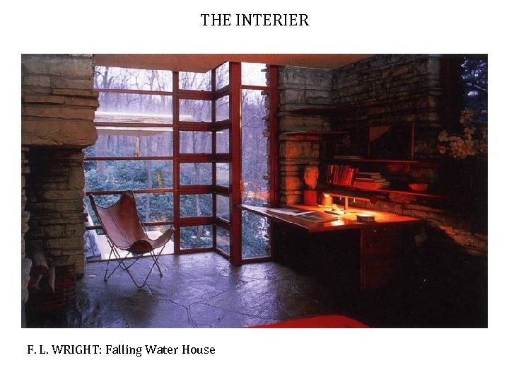 THE INTERIER F. L. WRIGHT: Falling Water House 