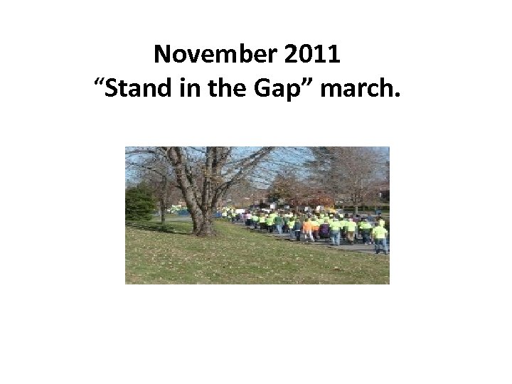 November 2011 “Stand in the Gap” march. 