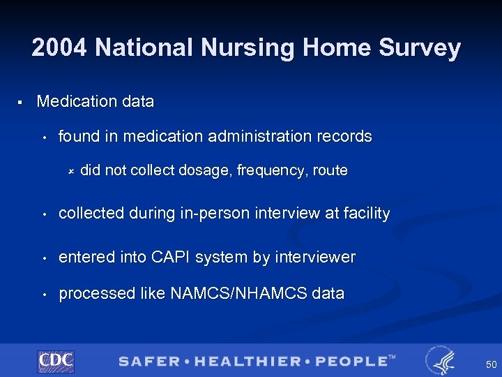 2004 National Nursing Home Survey § Medication data • found in medication administration records