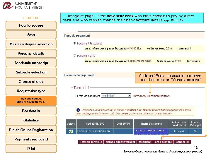 CONTENT . . . Image of page 12 for new students who have chosen