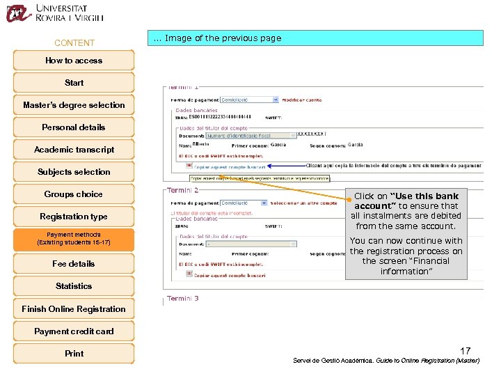 CONTENT . . . Image of the previous page How to access Start Master’s