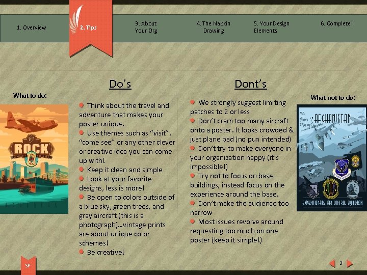 1. Overview 3. About Your Org 2. Tips Do’s What to do: Think about