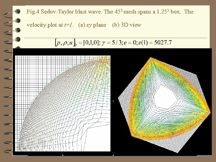 Fig. 4 Sedov-Taylor blast wave. The 453 mesh spans a 1. 253 box. The